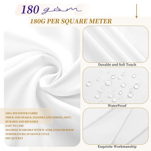10 Pack White Round Tablecloth 120 inch Round Table Cloth Polyester,White Tablecloths for Round Tables Waterproof Stain Resistant Washable Table Cover in Bulk for Wedding Party Buffet Camping