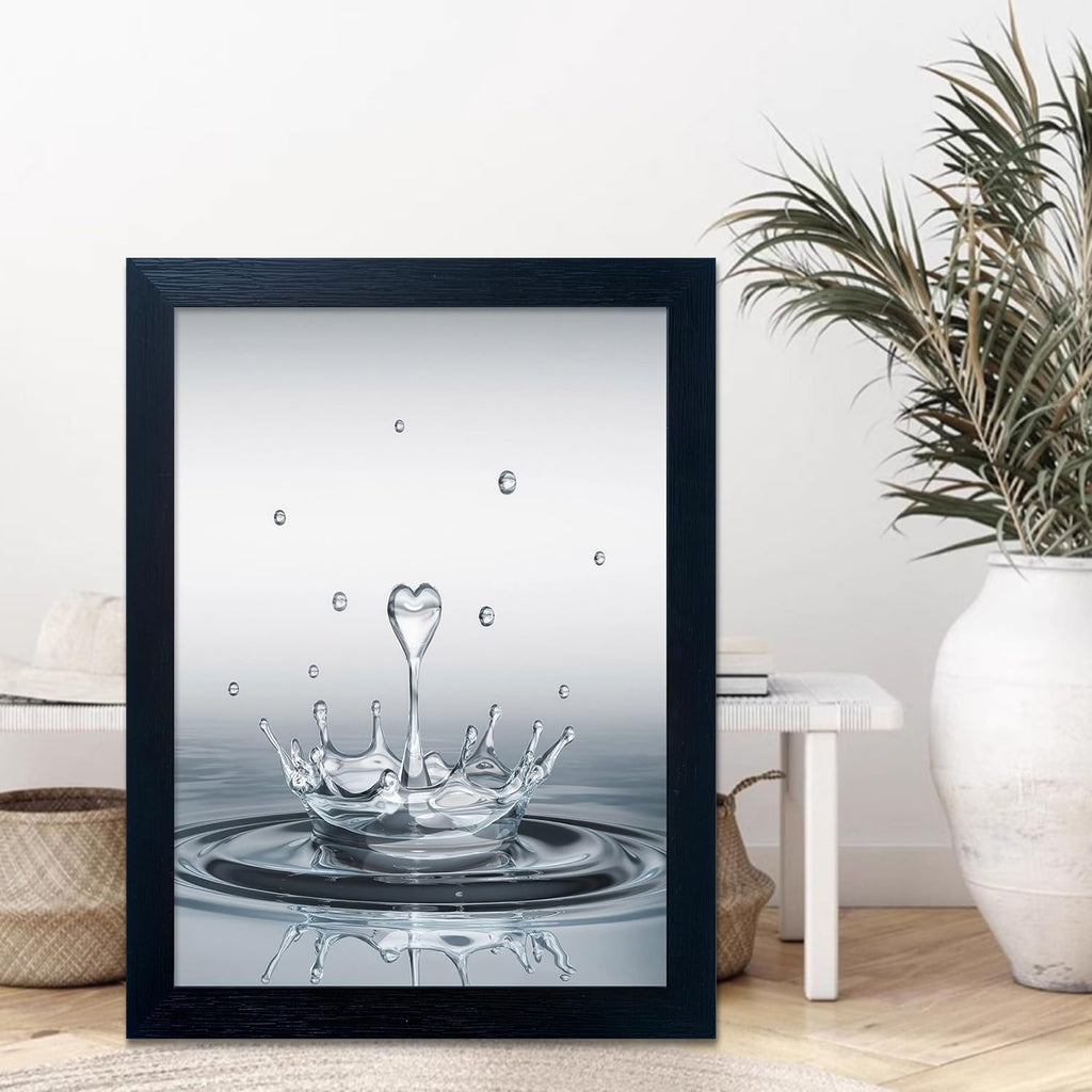 Skiennix Framed Bathroom Wall Art - Heart Water Drop Splash Canvas Print | Modern Home Decor