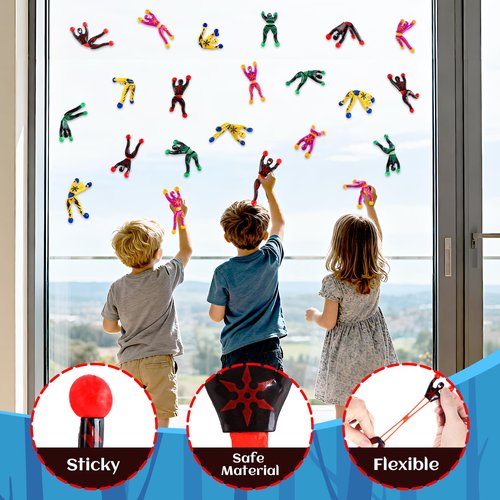 SpringFlower 28 Pack Valentine's Day Cards for Kids, Valentines Greeting Cards With Sticky Wall Climbing Men Ninja Toys for Boys Girls School Classroom Gifts Exchange, Valentine's Prizes Party Favors