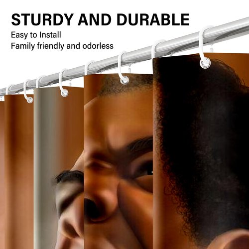 KAIRA Black Men Shower Curtain,Pops Shower Curtain,72 x 72 Inches, Funny Bathroom Decor, Easy to Clean Waterproof Polyester Fabric,Includes 12 Hooks
