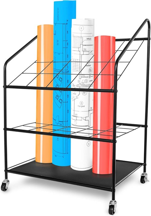 Blueprint Holder Storage Organizer - 20-Compartment Rack for Posters, Maps & Papers | Durable Design