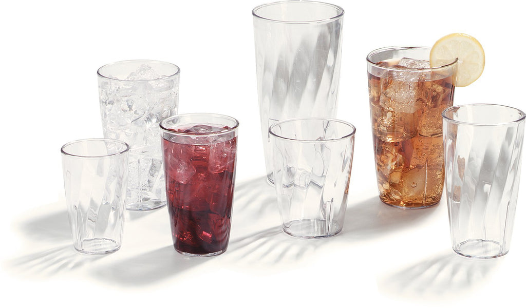 Carlisle FoodService Products Swirl Tumbler, Plastic Cup for Water and Cold Drinks, 8 Oz, 36 Count, Clear