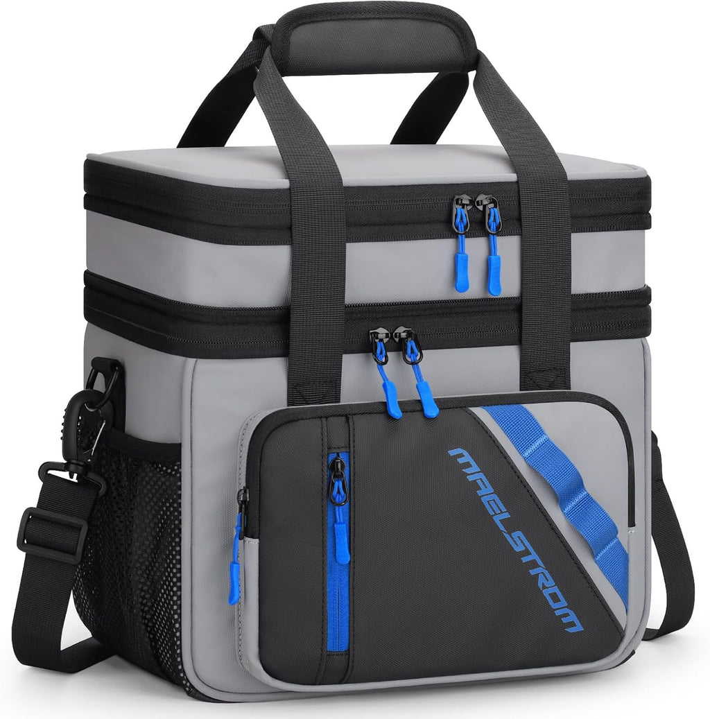 Maelstrom Insulated Lunch Bag - 20L Expandable Double Deck Cooler Tote | Leakproof, 6 Pockets, Grey