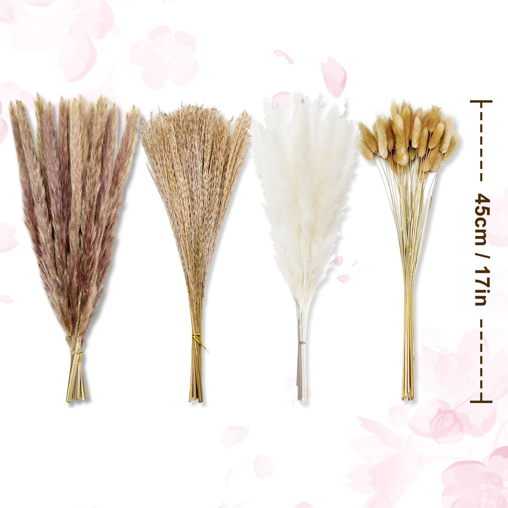 Gumingm Dried Pampas Grass Decor, 100 Stems Bouquet with Bunny Tails & Reed Grass, Boho Dried Flowers for Wedding, Home Table Centerpieces, Rustic Farmhouse Party Decorations