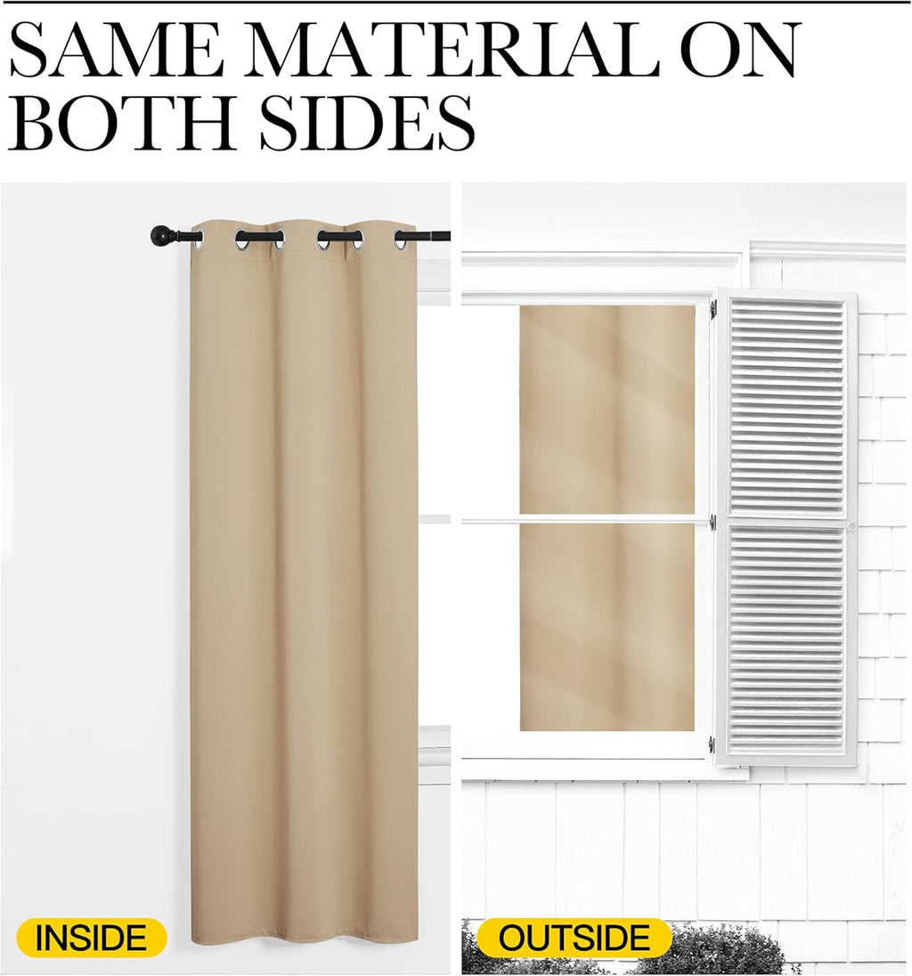 NICETOWN Room Darkening Curtain Panels - Thermal Insulated Grommet Drapes, Biscotti Beige, 2 Panels (W42 x L68)