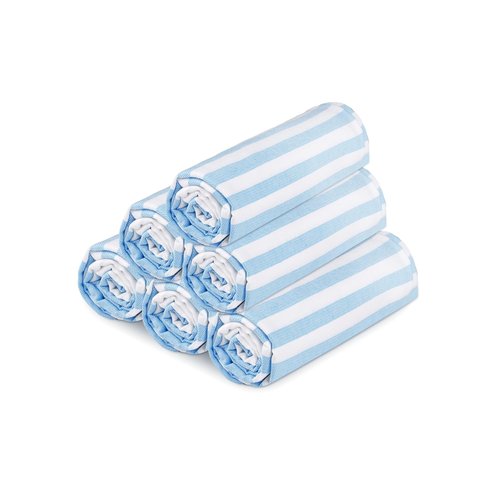 Urban Villa (Set of 6, 36x72 Inches Turkish Beach Towel Oversized Absorbent Extra Large - Sand Free Quick Dry Bath Towels - Lightweight Travel Cruise Camping Spa Towels - Light Blue