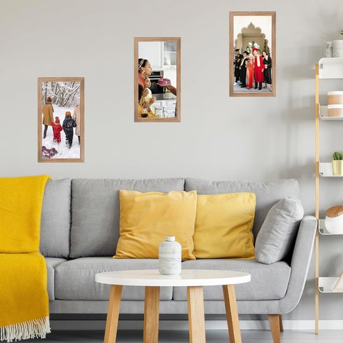 JCJMY 7x17 Rustic Brown Picture Frame - Versatile Wall Hanging for Horizontal & Vertical Photos