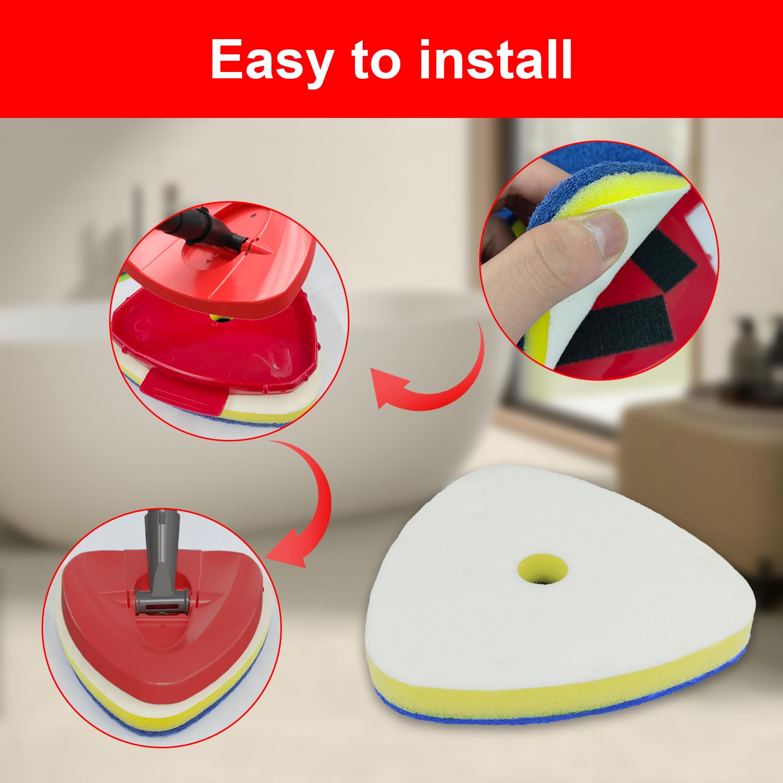 Spin Mop Replacement Head for O Cedar EasyWring 1 Tank, Includes 2 Magic Scrubber Sponge Brushes & 1 Connector Attachment for Kitchen, Bathrooms, Glass and Various Hard Surfaces