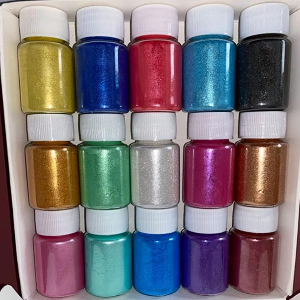 Skiennix Mica Powder Pigments - 15 Bottles of Vibrant Colors for Soap, Candle, and Resin Making