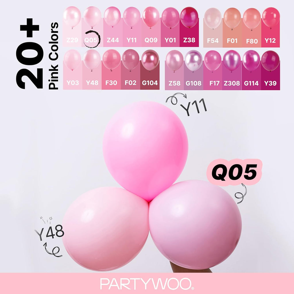 PartyWoo Baby Pink Balloons - 127-Piece Arch Kit with Various Sizes for Baby Shower & Birthday Decor