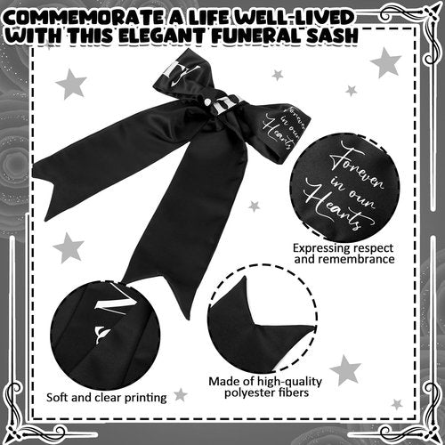 Fanfanwin Funeral Sash - Memorial Ribbon for Casket or Wreath | 58x4'' Black in Loving Memory
