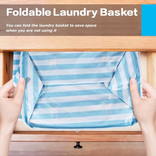 Twoyu 4 Pack Large 75L Laundry Basket ，Waterproof,Collapsible Laundry Hamper with Extended Handles ，Laundry Baskets Organization for Clothes in the Family Dorm (4 Vertical Tripes)