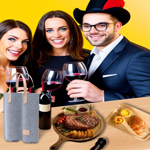 Daphilly Wine Bags - 2 Bottle Felt Gift Bags for Wine, Perfect for Birthday, Wedding, Graduation, Christmas & Thanksgiving