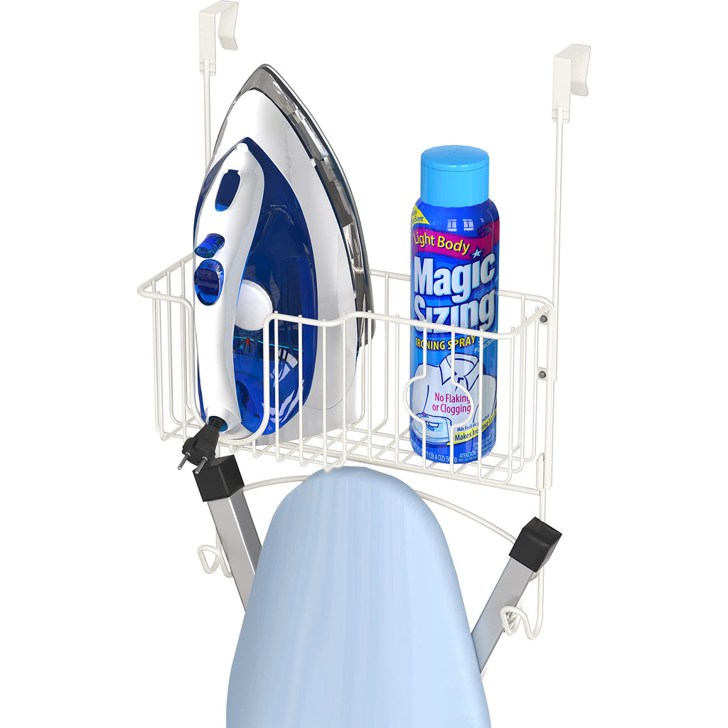 Simple Houseware Over-The-Door/Wall-Mount Ironing Board Holder, White