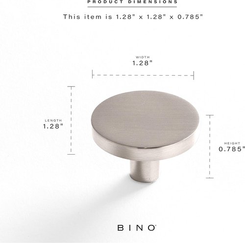 BINO 6-Pack Cabinet Knobs - Brushed Nickel 1.22" Diameter (31mm) | Stylish Dresser Drawer Hardware