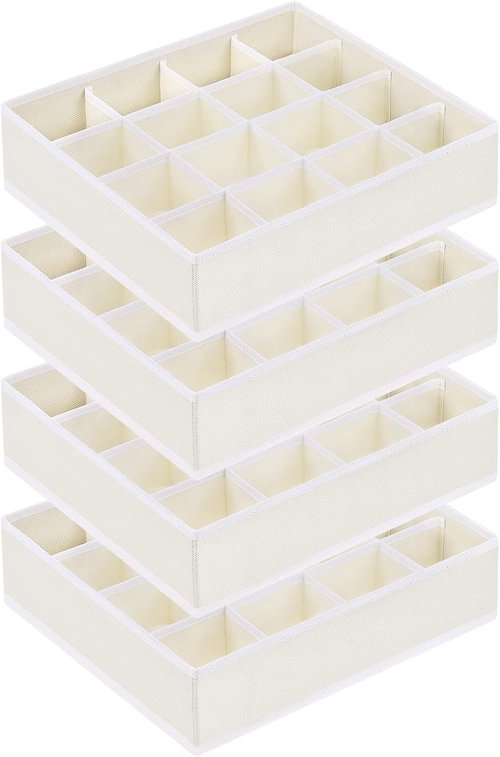 Homsorout Drawer Organizer - Large Fabric Divider for Clothing, Socks & Ties | Beige