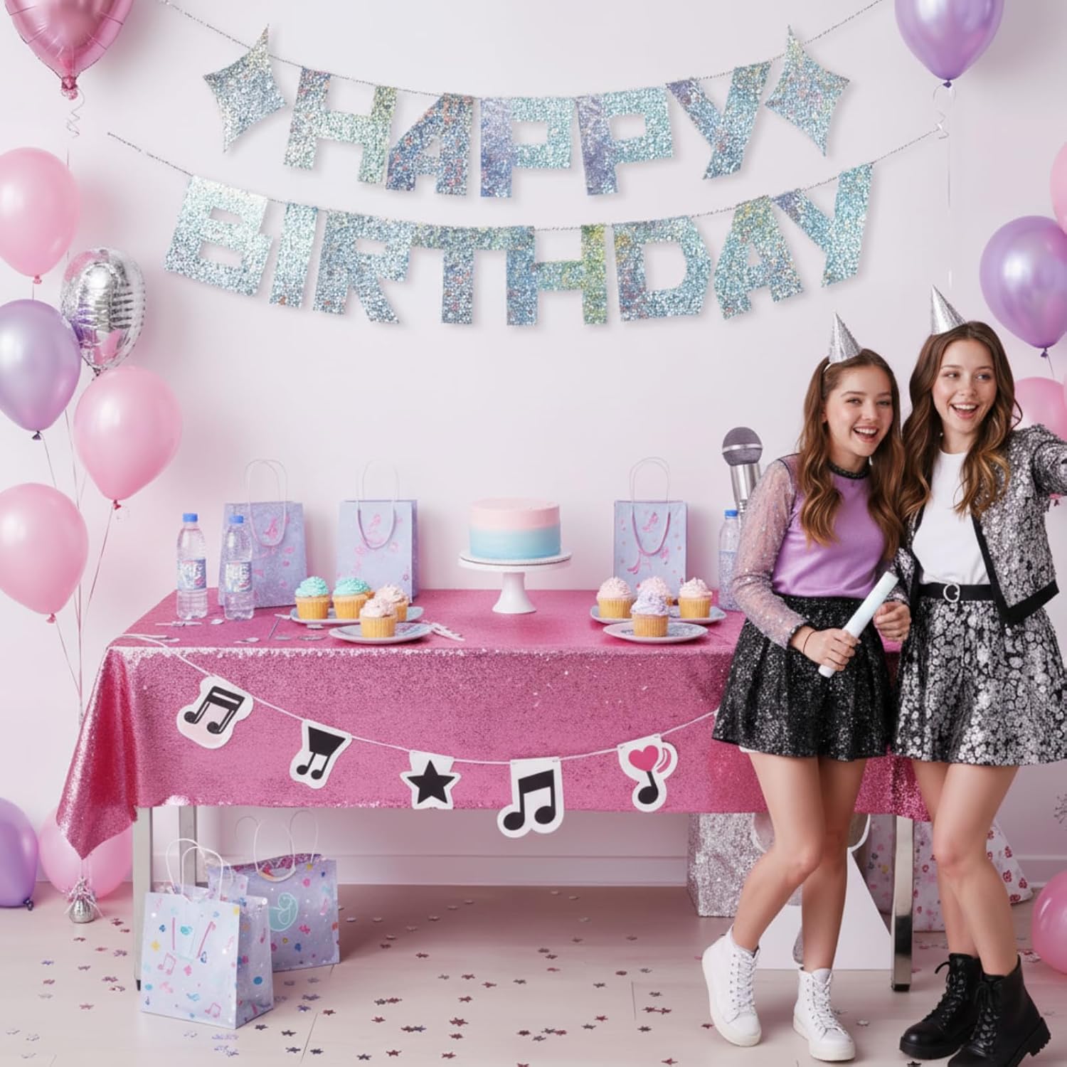Tinlade K-Pop Birthday Banner - Happy Birthday Decoration for Korean Pop Fans | Broken Glass Design