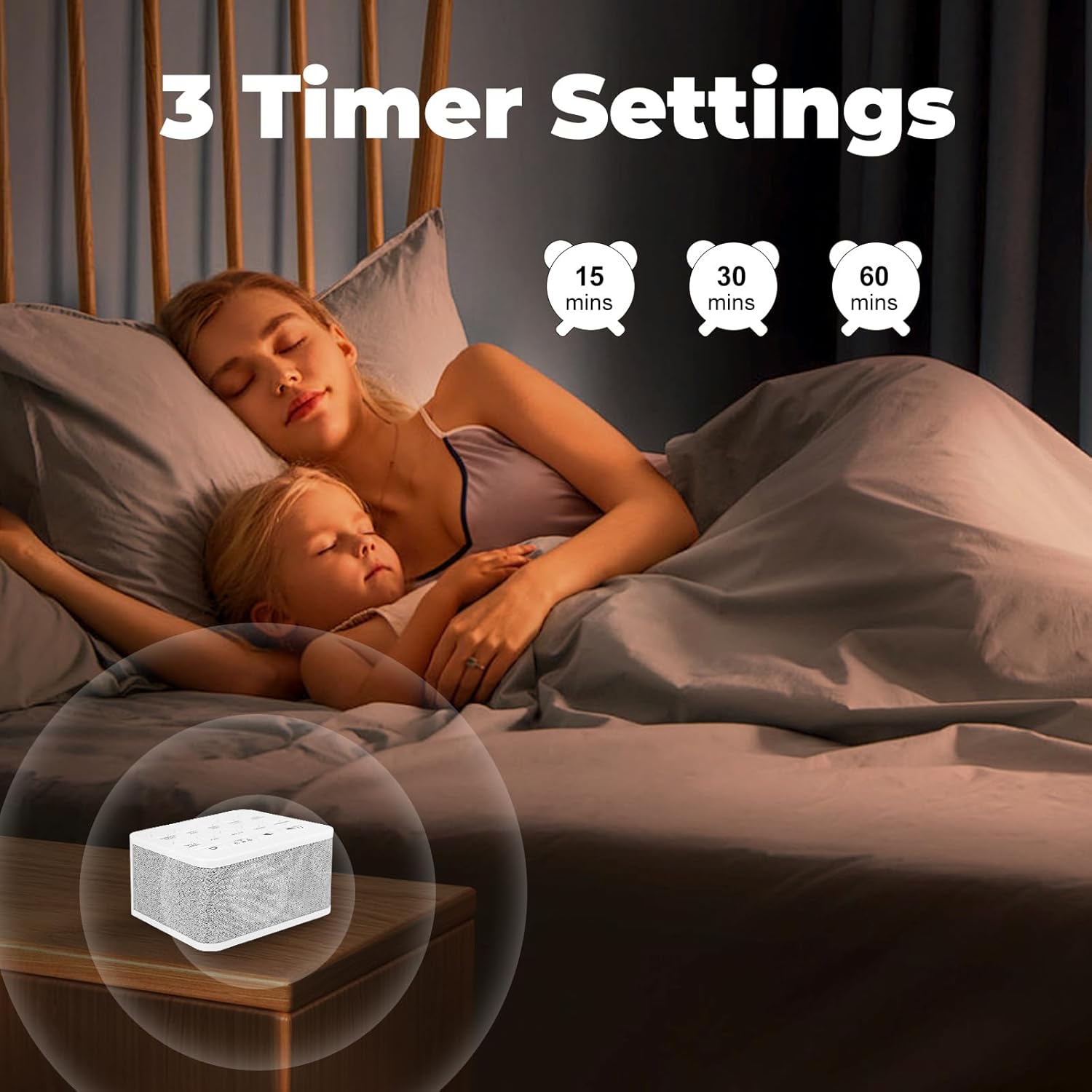 Skiennix White Noise Sound Machine - Portable Travel Device with 10 Soothing Sounds for Sleep | Rechargeable Timer Function