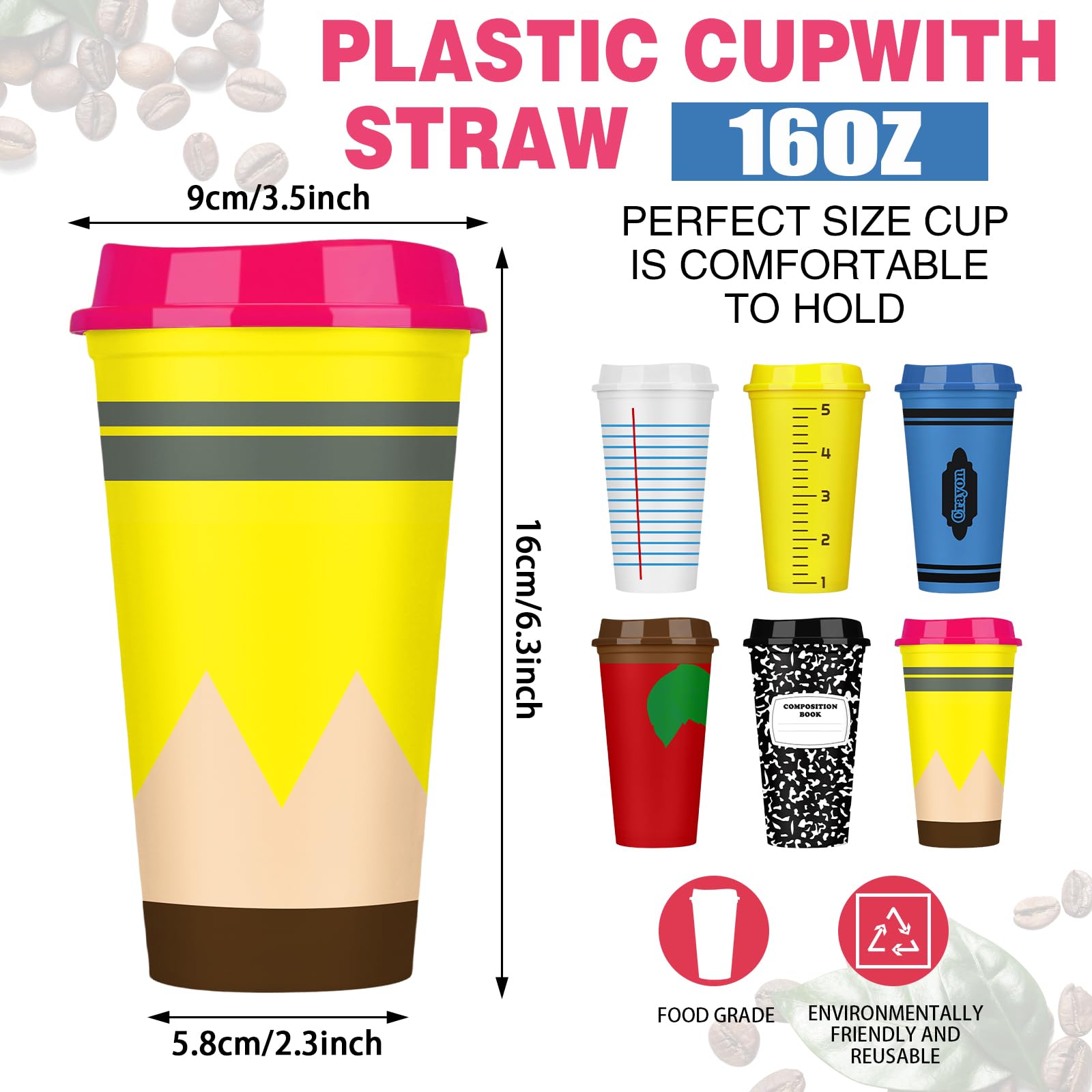 Skylety 12 Pcs Teacher Appreciation Gifts Teacher Gifts Bulk End of The Year Teachers Deals Reusable Plastic Coffee Cup with Lid for Back to School Party Decorations (Elegant)