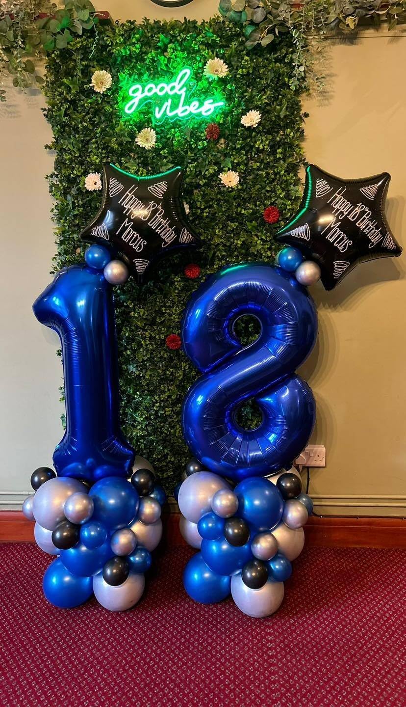Number 4 Balloon by Night Blue - 40 Inch Giant Foil Balloon for 4th Birthday Party Decorations