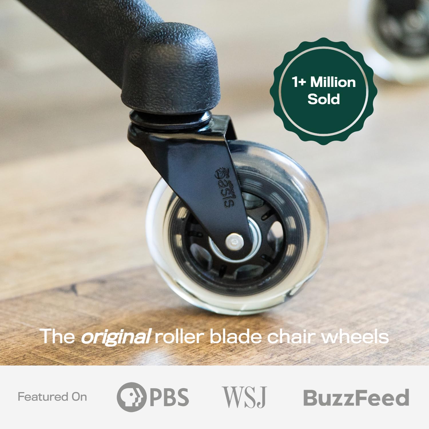 Office Oasis Rollerblade Office Chair Wheels - Smooth & Quiet Casters for Hardwood & Carpet - Set of 5