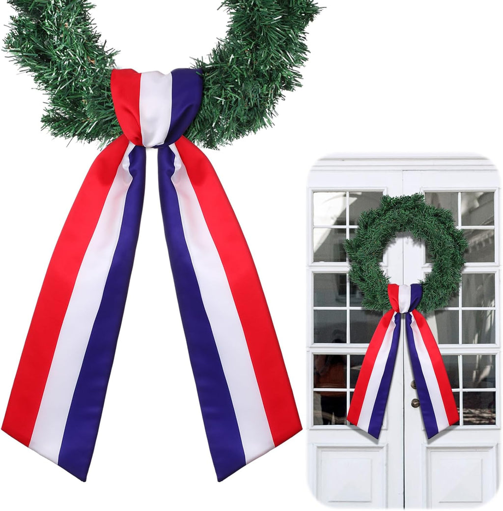 Regine Switzerland Wreath Sash - Satin Blank Sashes for Indoor/Outdoor Decor | Red, White, Blue