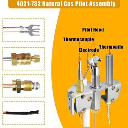 zuviuviz 25660, 4021-732 Pilot Assembly Natural Gas (NG) for Heatilator, Heat-N-Glo and Quadrafire Stove & Fireplace, Replacement Natural Gas Pilot Assembly for Heatilator GNDC33, GNDC36