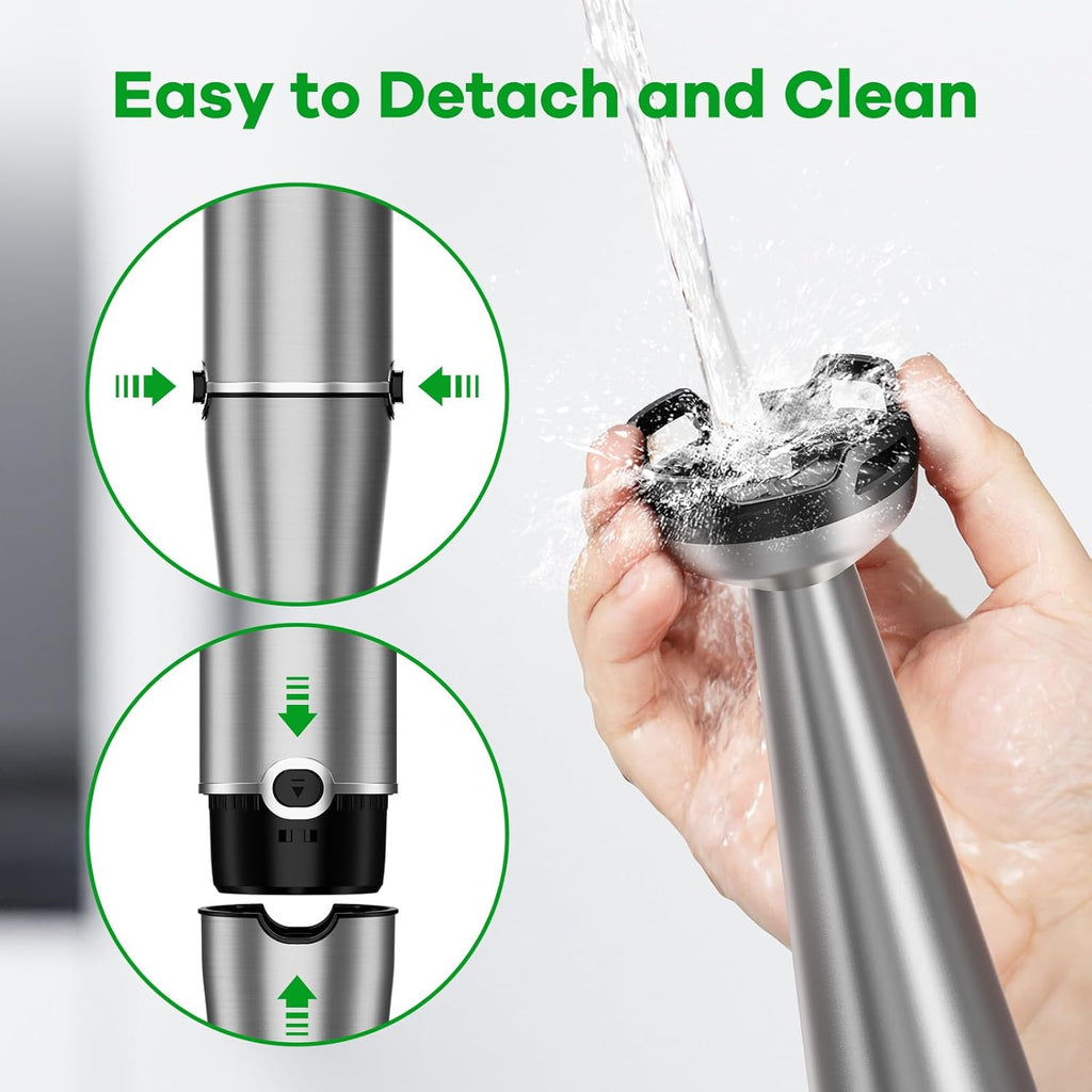 Turelar Immersion Blender - 1100W Handheld Stick Blender Set with Chopper, Whisk & Frother - Black