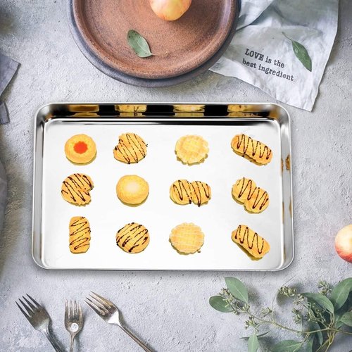 Bastwe Baking Sheet Set - 18-Inch Commercial Grade Stainless Steel Pans | Non-Toxic, Easy Clean & Rust-Free
