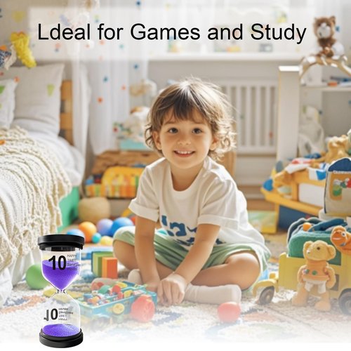 Sand Timer 5 Minute, Plastic Sand Clock for Kids, Acrylic Hourglass, Small Sandglass 5 Min for Classroom,Game,Decorative (Purple)