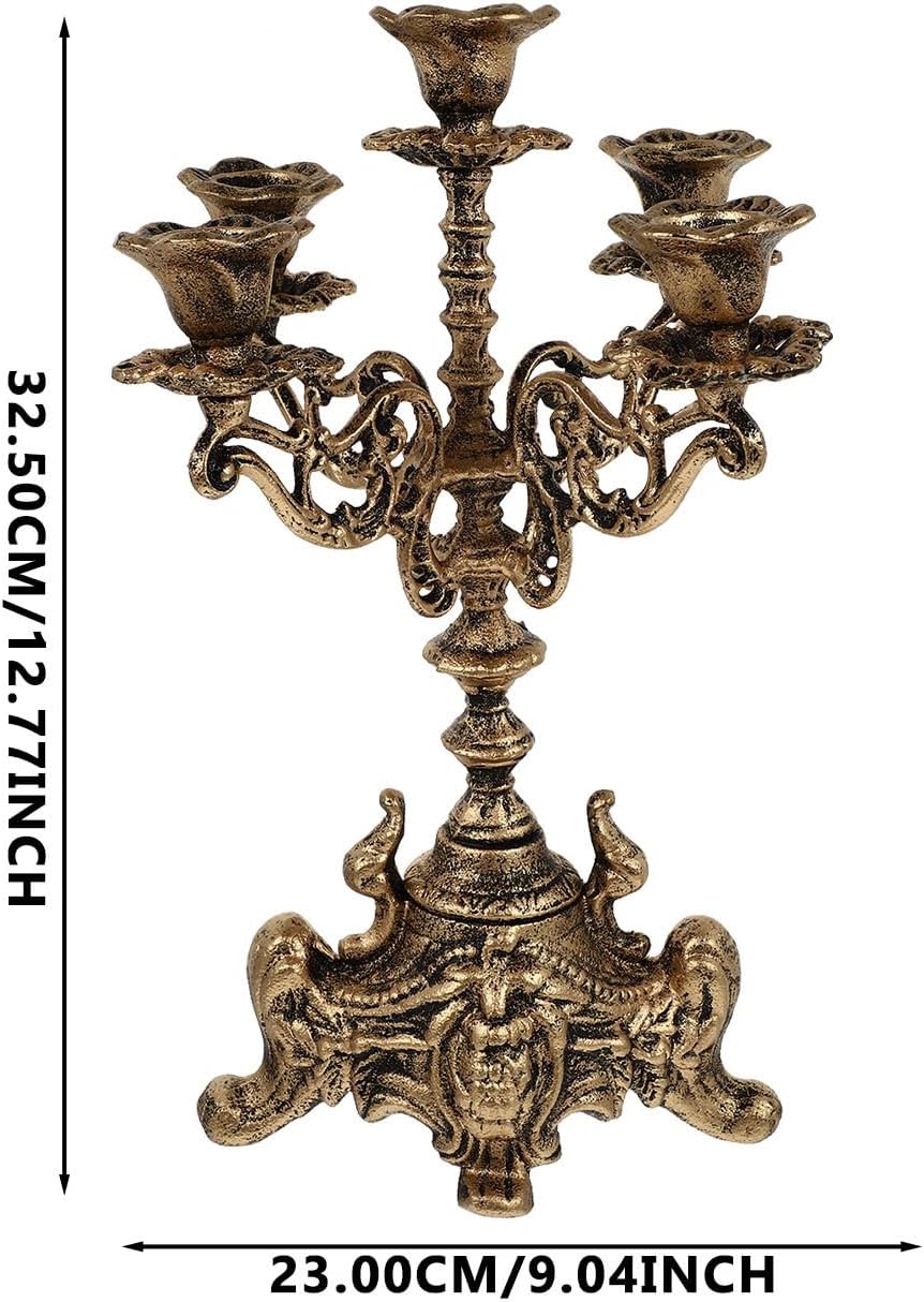 Regine Switzerland 5-Arms Metal Candle Holder - Elegant Centerpiece for Weddings & Holidays | 12 Inch