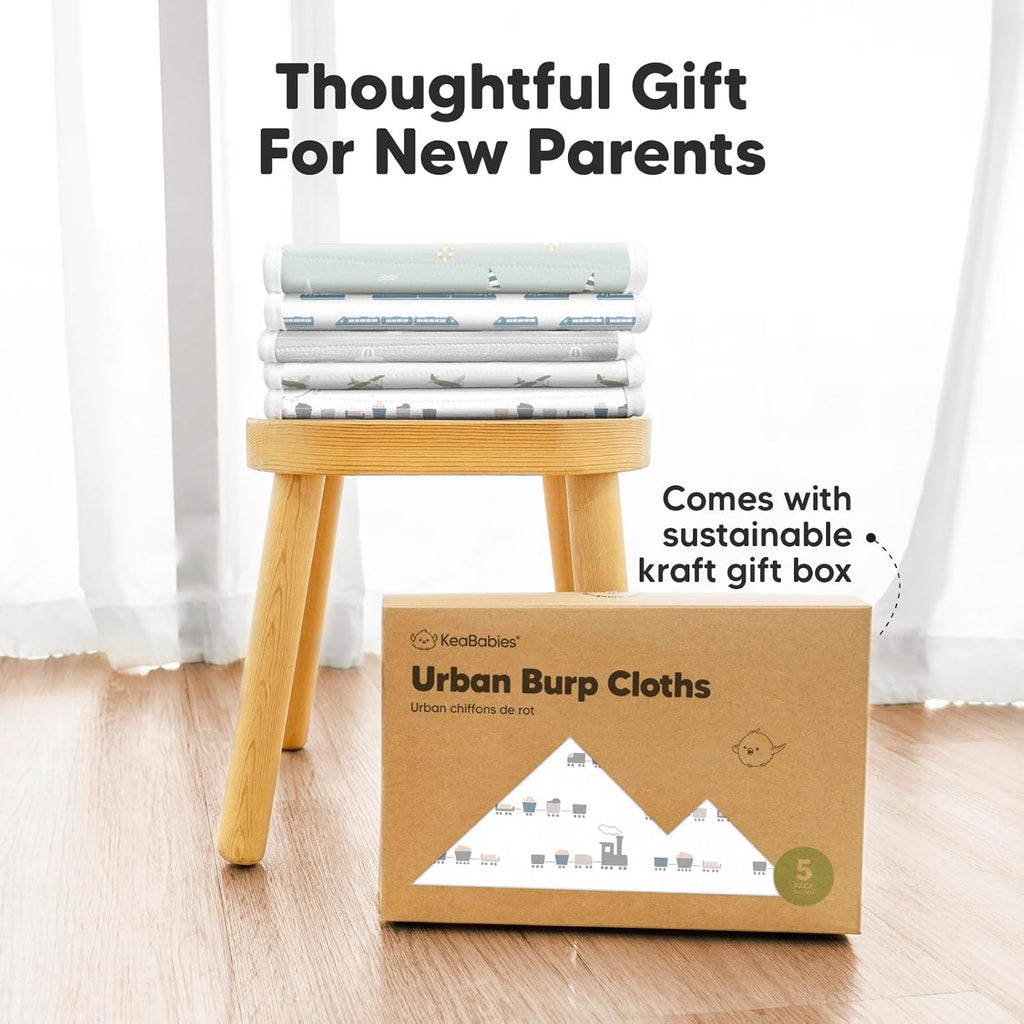 Vessels Organic Burp Cloths - 5-Pack Super Absorbent Cotton Baby Rags | Soft & Plush 21" x 10" Unisex Towels
