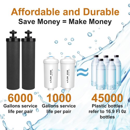Water Filter Replacement for Berkey®, 2 Black Carbon Filters and 2 Fluoride Filters Compatible with Berkey® Gravity Water Filter System