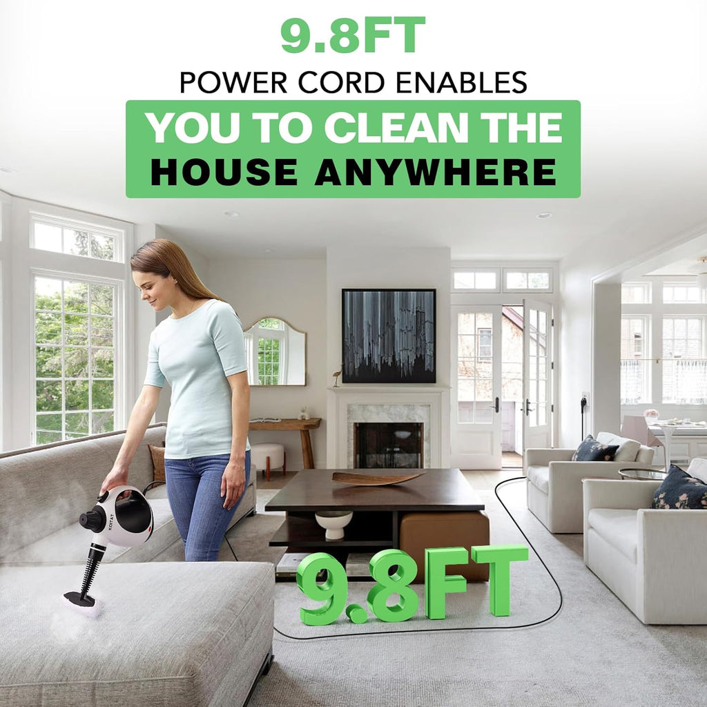 Skiennix Handheld Steam Cleaner - Portable Upholstery Steamer with 10 Accessories & Safety Lock