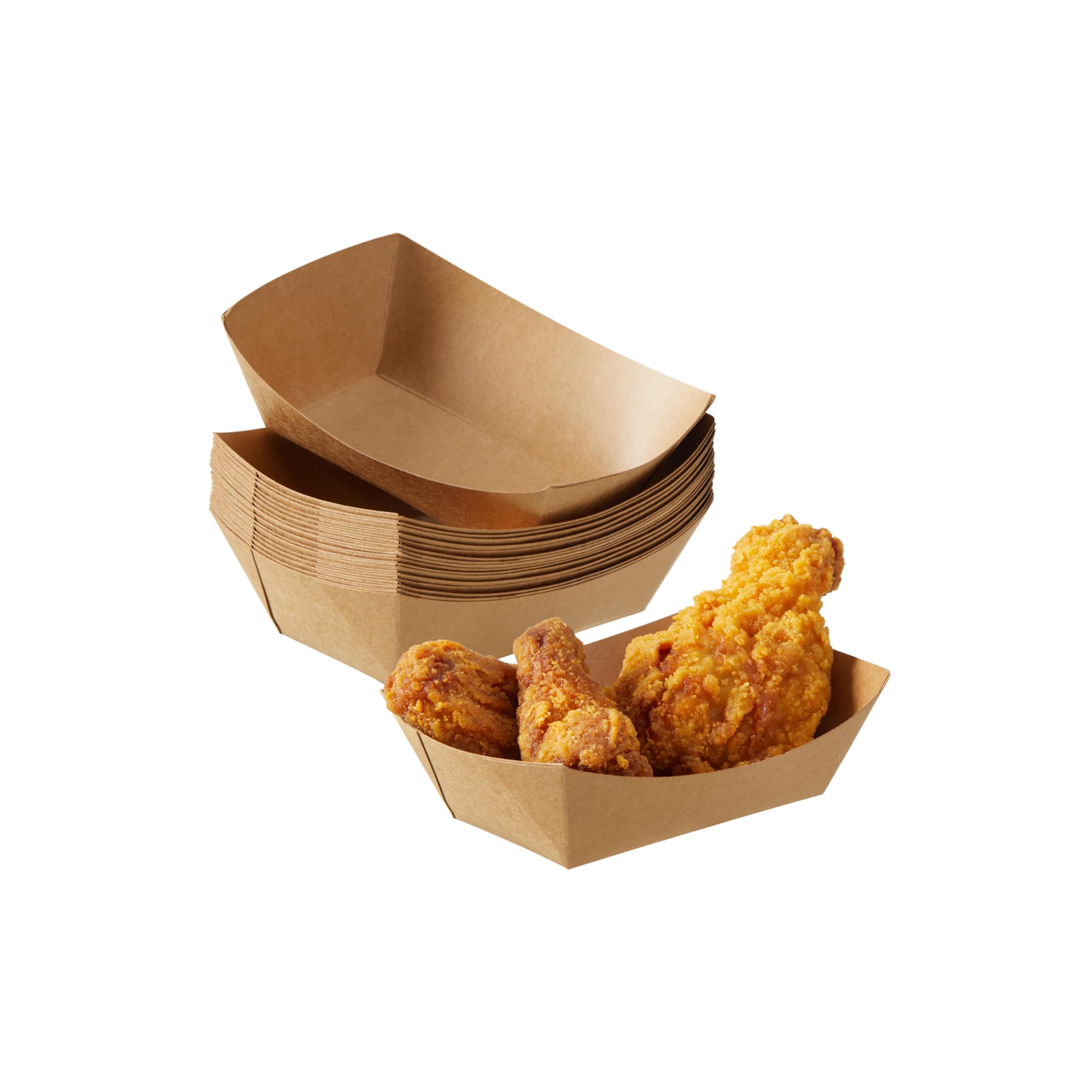 Paper Food Trays Greaseproof, Heavy Duty Kraft Food Holders, Disposable Paper Food Boats (1LB, 1000PCS)