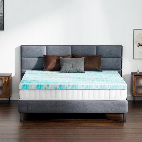DUMOS Mattress Toppers Memory Foam Twin XL, 2 Inch Thick Bed Topper Pad Cooling Gel Infused Soft Comfy Padding Breathable for Sleeper Sofa Couch RV Camper, CertiPUR-US Certified, Blue