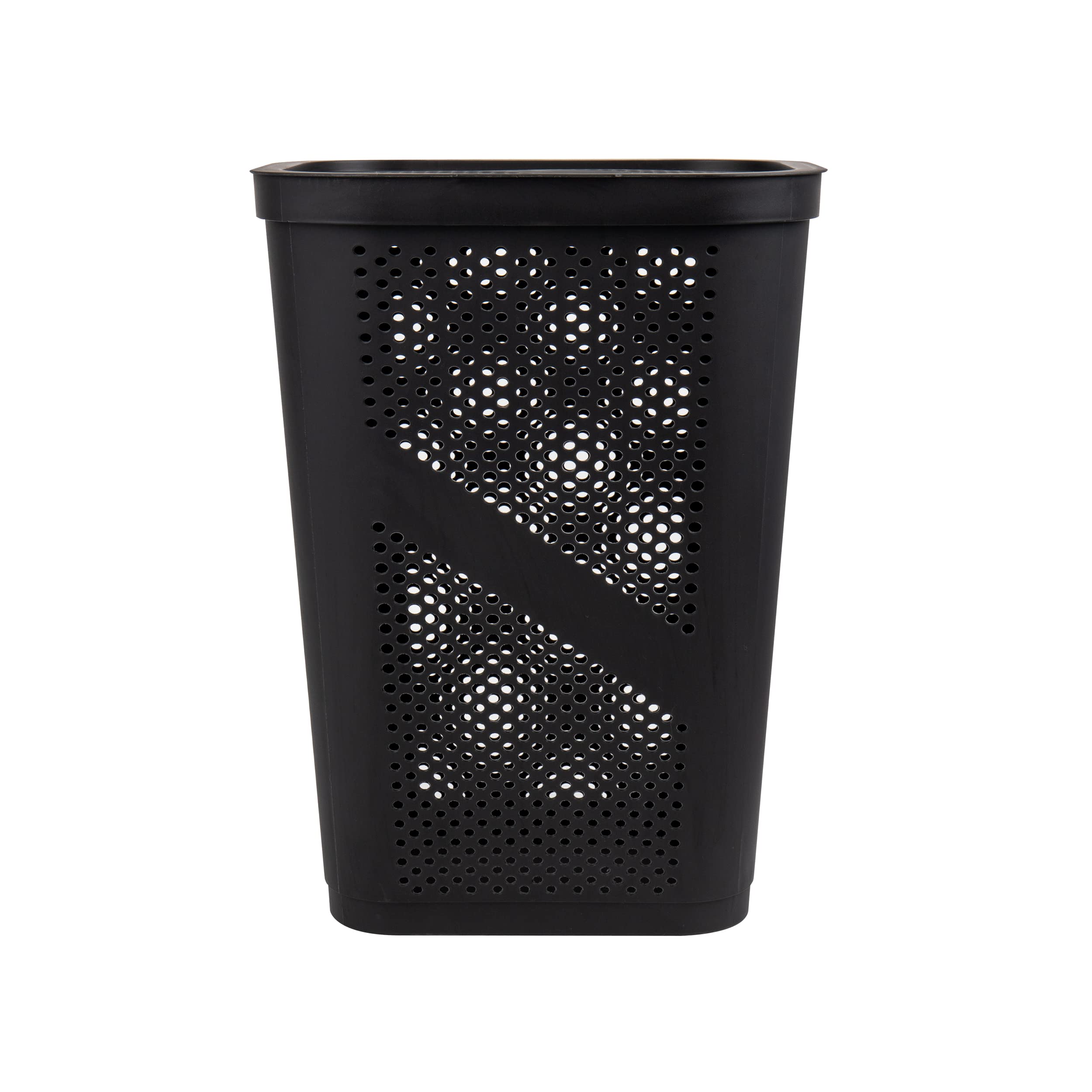 Mind Reader Slim Laundry Hamper with Lid, 60L Clothes Basket, Ventilated Plastic, Black