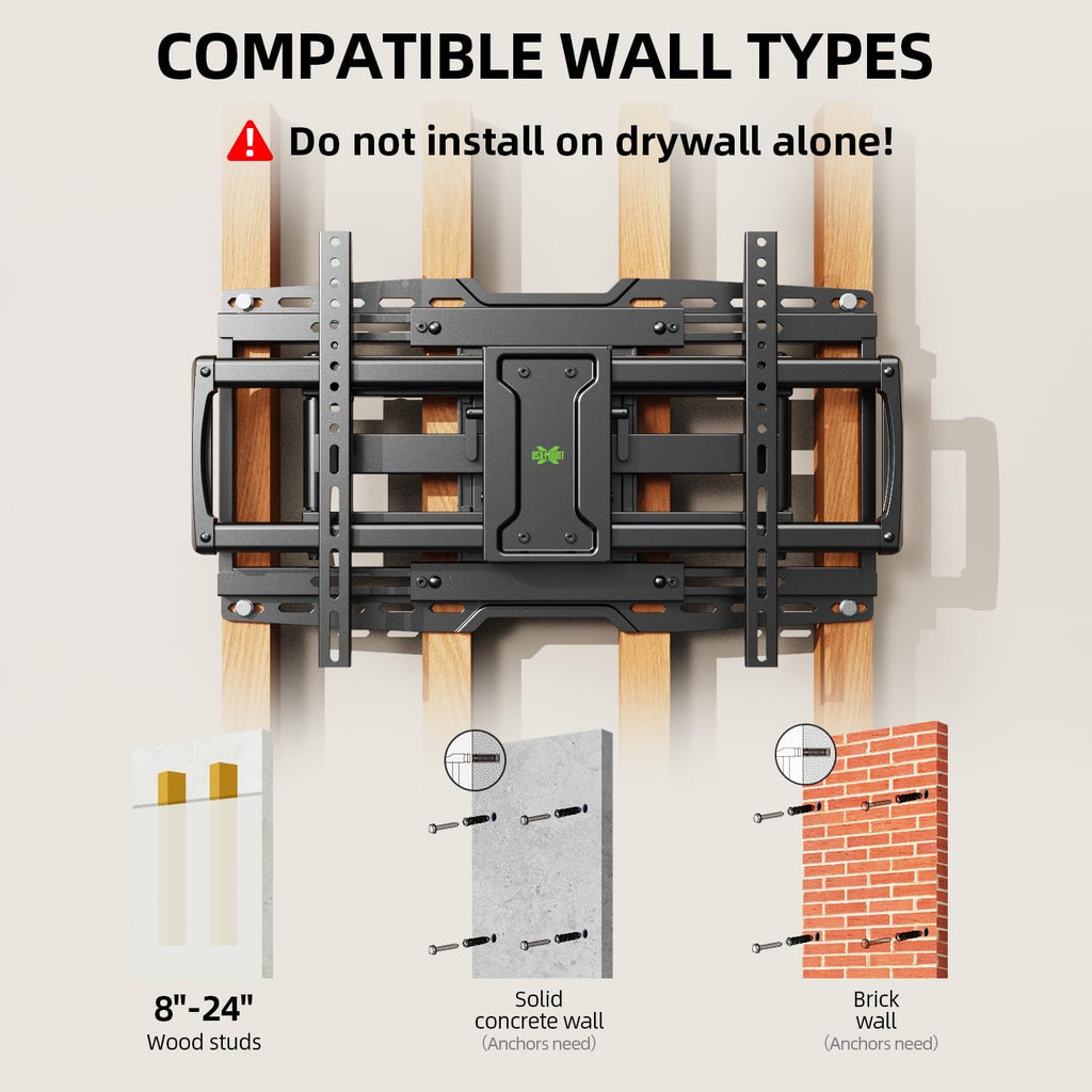 USX MOUNT Heavy Duty Full Motion TV Wall Mount - Fits 42-97 Inch TVs Up to 150 lbs | Tool-Free Tilt & Swivel