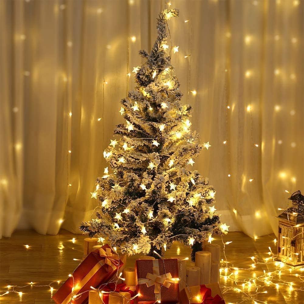 WFGGEH Star String Lights - 10ft 20 LED Warm White Fairy Lights for Party, Wedding & Home Decor