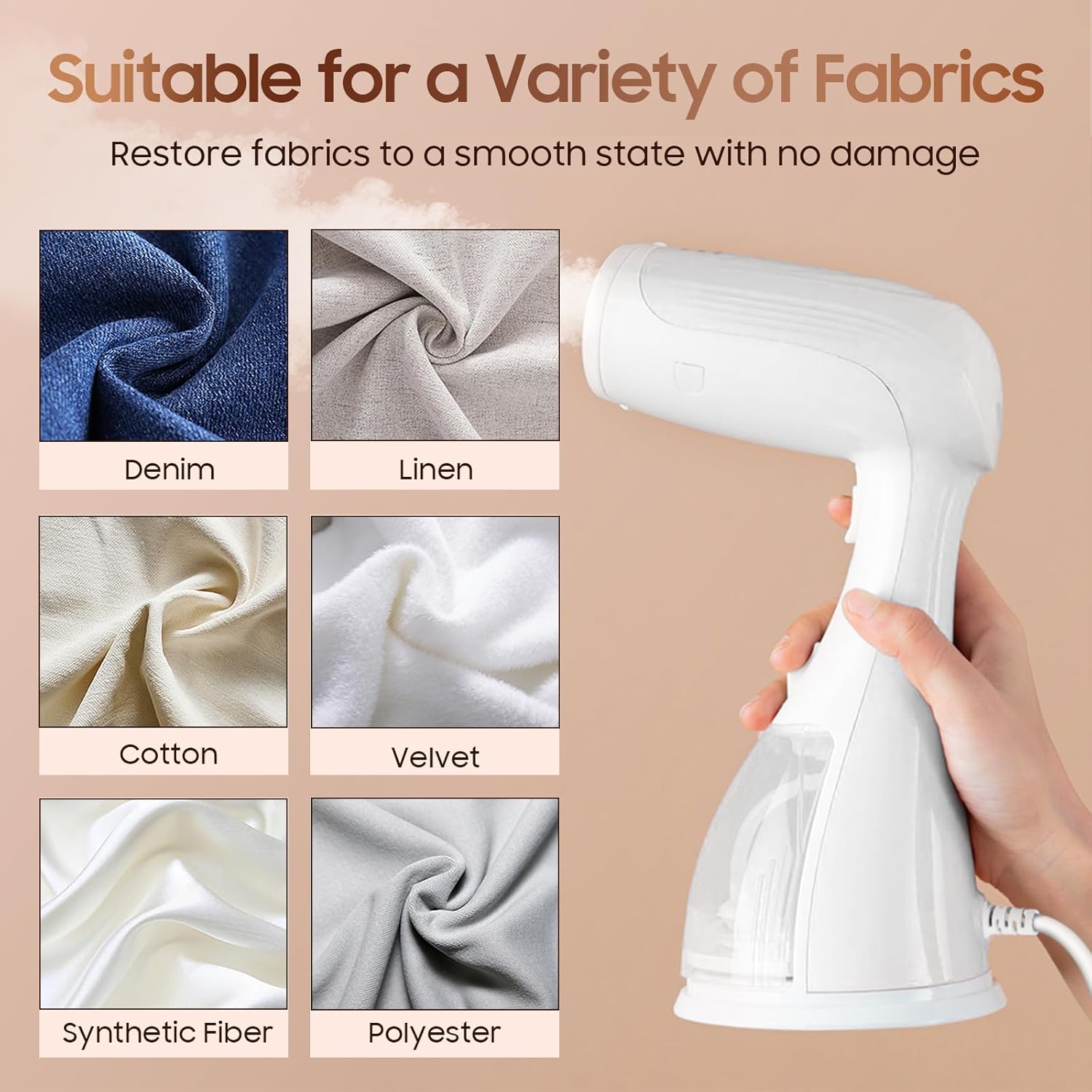 Skiennix Handheld Clothes Steamer - 1350W Portable Iron for Wrinkle Removal | Heat-Resistant & Versatile for Home, Office, Travel