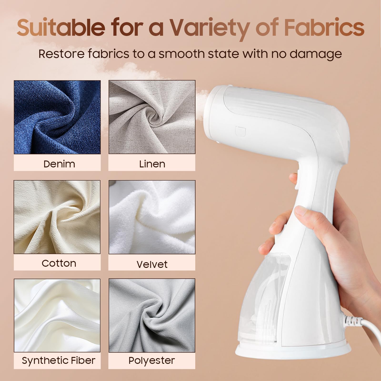 Small Handheld Steamer Iron for Clothes - 1350W Portable Clothes Steamer, Removes Wrinkle with Heat-Resistant & Strong Steam for Different Fabrics, Suit for Home/Office/Travel