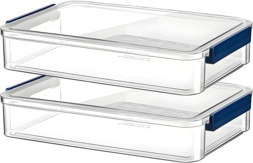Clear Plastic Project Case by [Brand Name] - Stackable Storage Organizer for A4 Files & Art Supplies | Large with Blue Latch