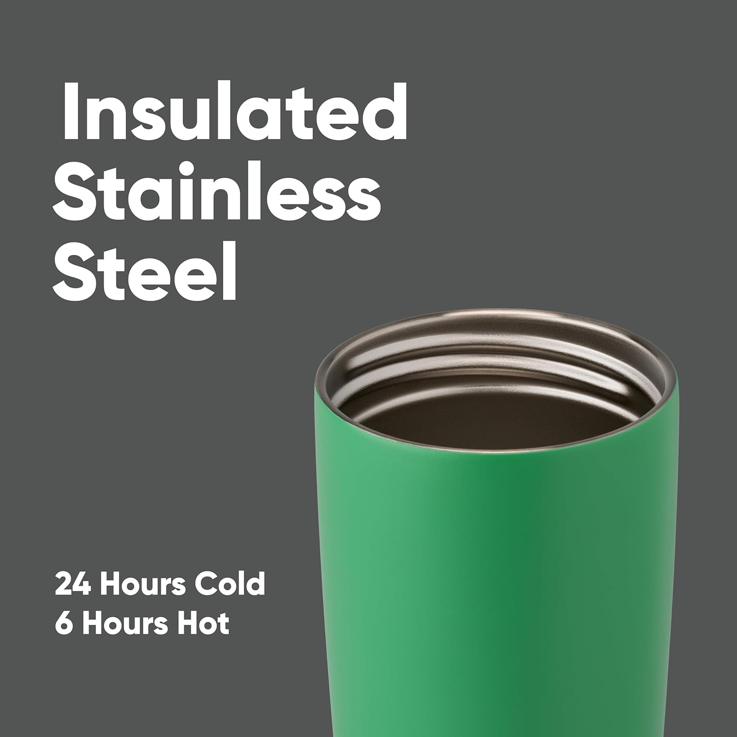 Owala SmoothSip Insulated Stainless Steel Coffee Tumbler - Reusable 20 oz Hot & Iced Coffee Mug | Grey/Green