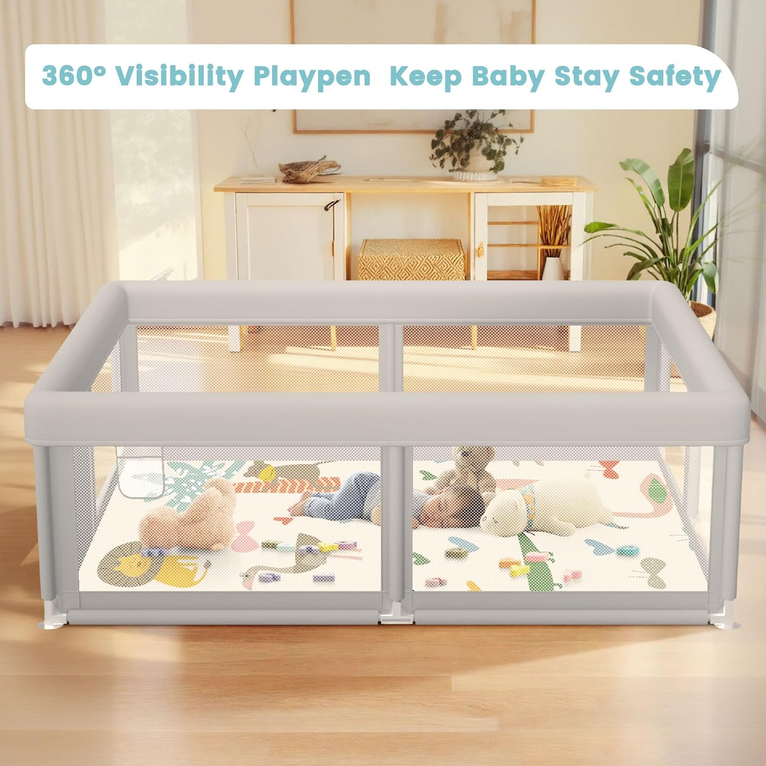 Regine Switzerland Baby Playpen - Sturdy Safety Playpen with Gate | 50x50 Inch Indoor & Outdoor Activity Center