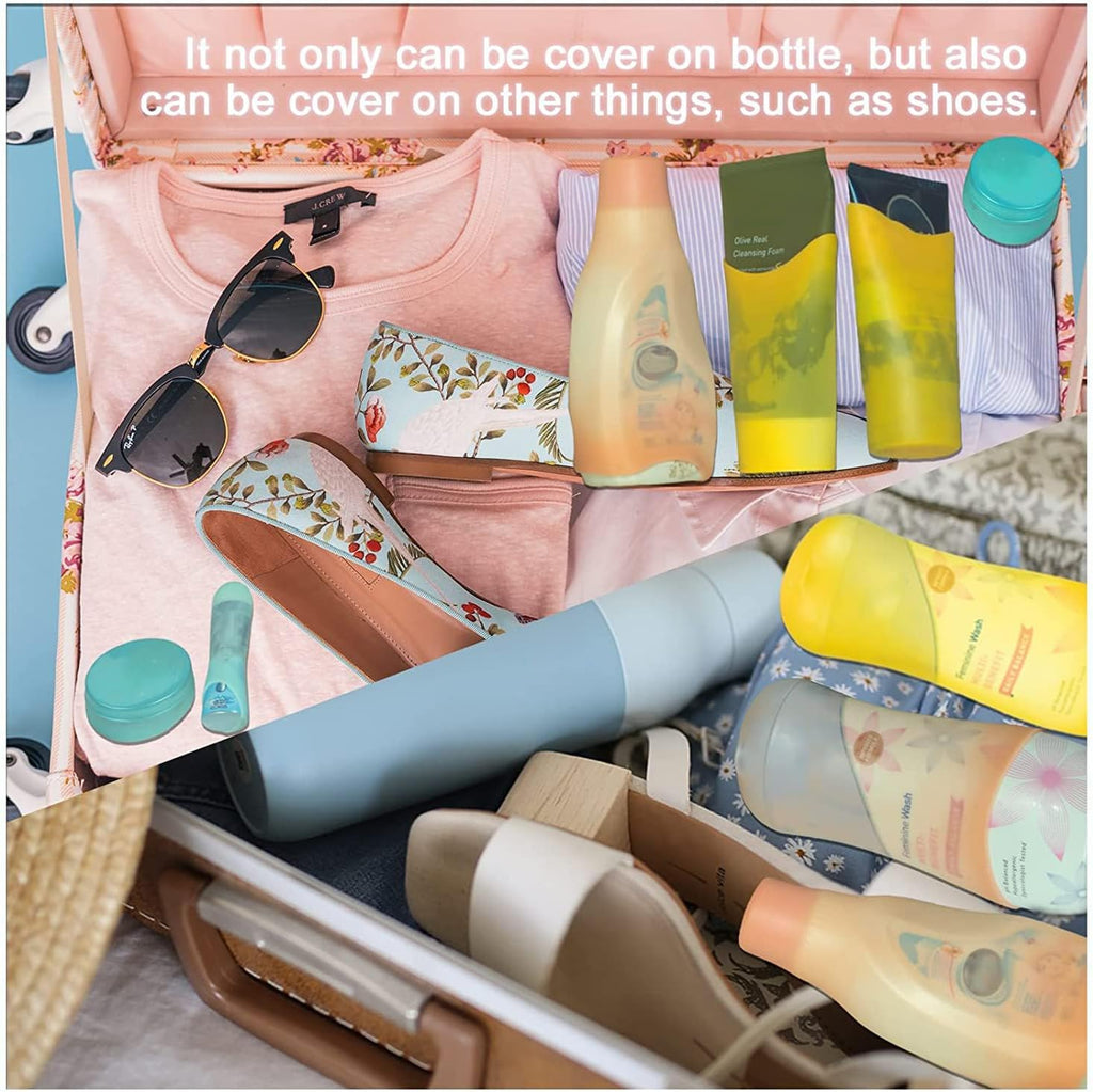 TRANOMOS Silicone Bottle Covers - Travel Essentials for Men & Women | Leak-Proof Design, Perfect for Beach & Cruise