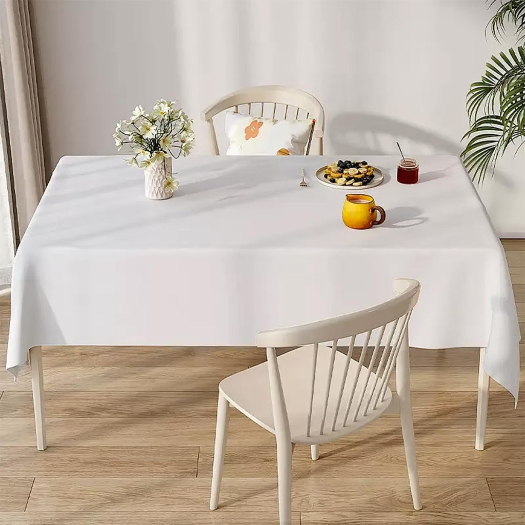 TUOTPE 10 Pack White Square Tablecloths, 60 x 102 Inch Stain Resistant and Wrinkle Polyester Fabric Washable Table Clothes Cover for 6 Foot Table, Wedding, Reception Banquet, Birthday Party