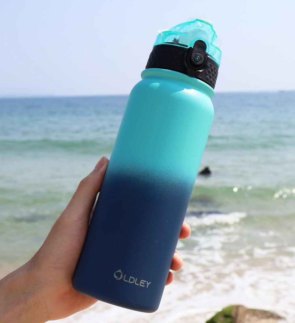 Oldley Insulated Water Bottle - 20oz Stainless Steel with 3 Lids & Fruit Strainer | BPA-Free, Leak-Proof
