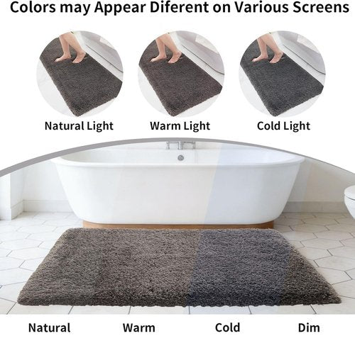 Disolla Small Bathroom Rugs 17x24 Non Slip Dark Grey Fluffy Bath Mat for Bathroom Floor Machine Washable Plush Luxury Bath Rug for Tub Soft Shaggy Absorbent Shower Mat