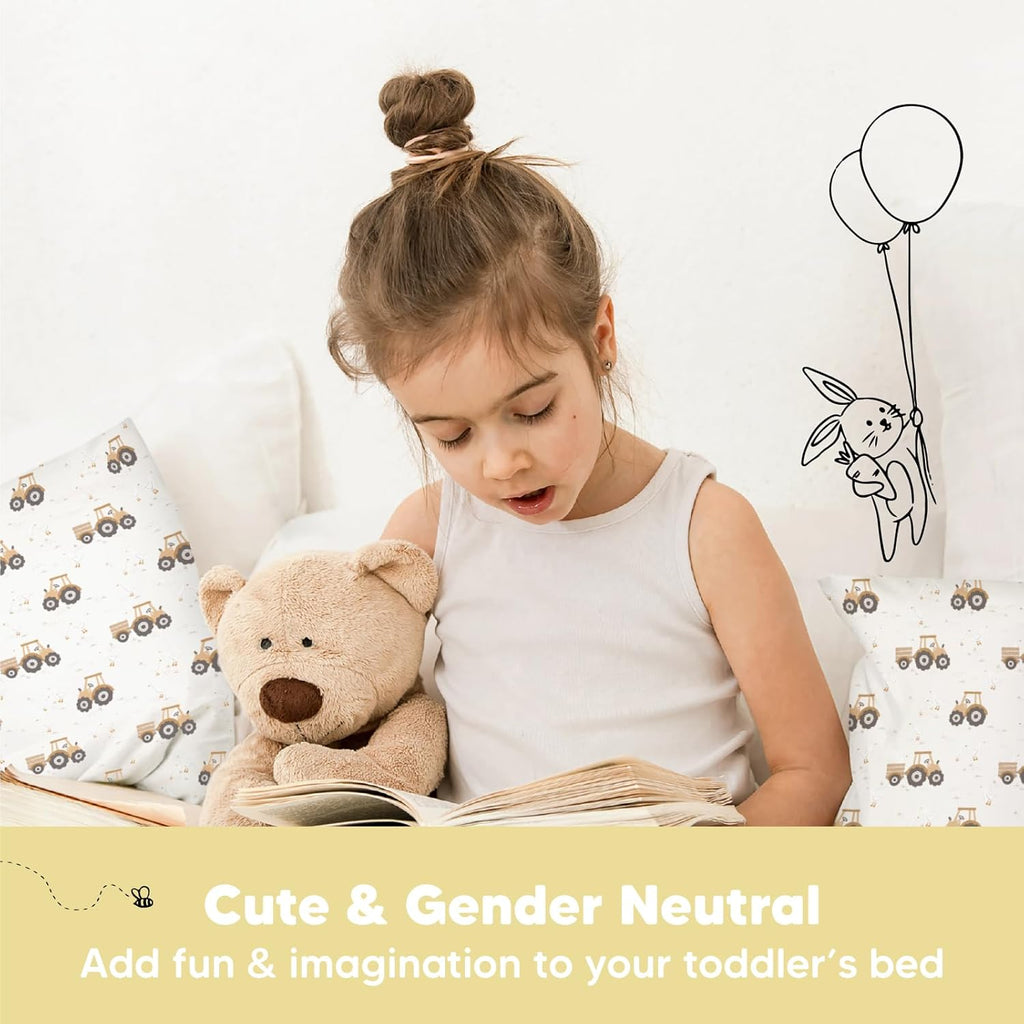 My Little Dreamy Toddler Pillow - Organic Cotton 13x18 Travel Bed Pillow, Soft & Breathable for Ages 2-5 (Tractor)
