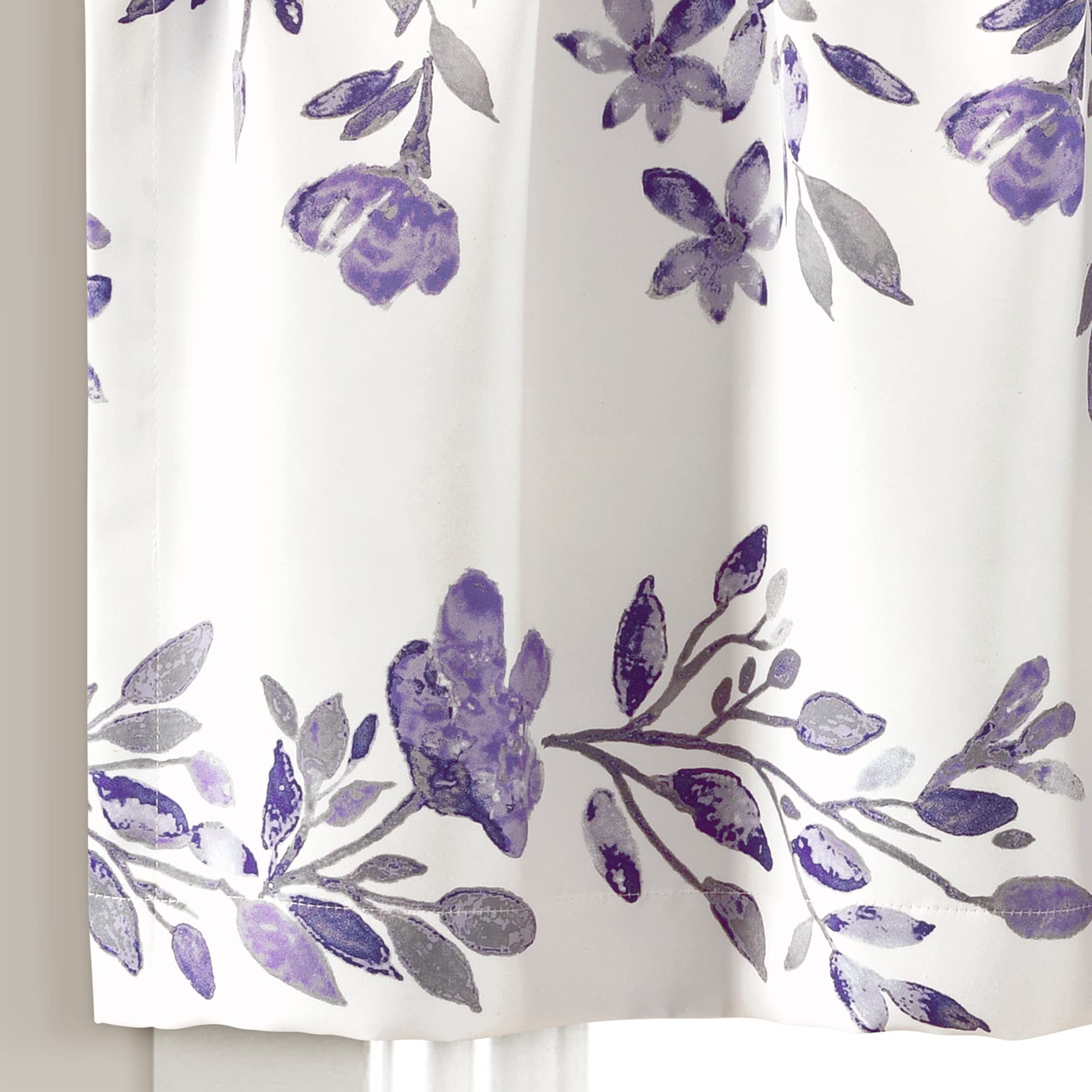 Lush Decor Tanisha Curtain Valance - Light Filtering, Floral Vine Print, Beautiful, Modern, Elegant Home Decor - 52" W x 18" L, Purple & Gray